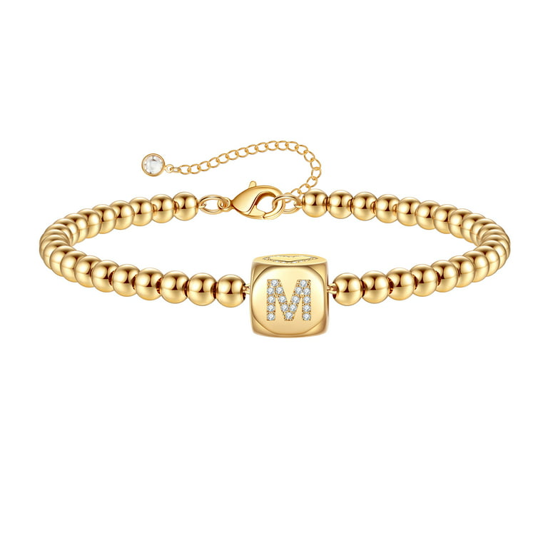 TINGN Gold Initial Bracelets for Women Girls 14K Gold Plated
