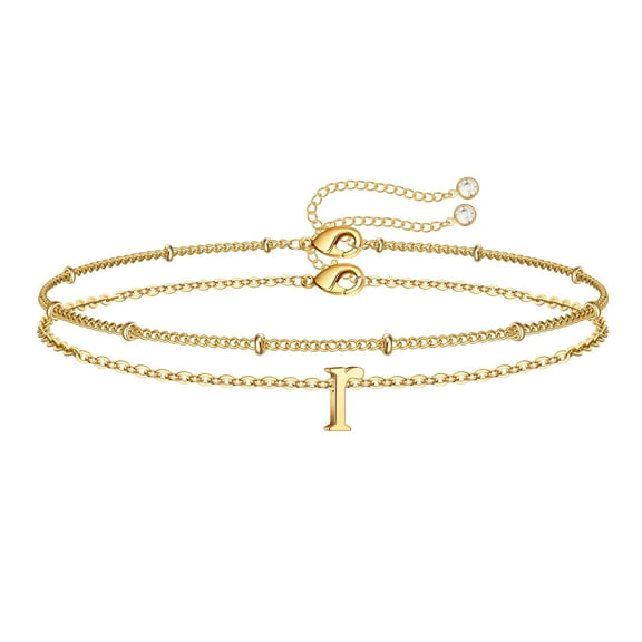 TINGN Gold Initial Bracelets for Women Girls 14K Gold Plated Layered Initial Bracelets for Women