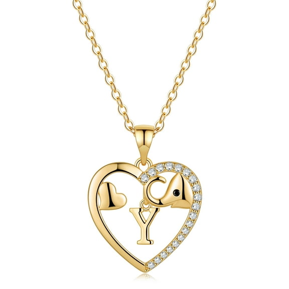 TINGN Gold Initial Elephant Necklace for Women 14K Gold Plated CZ Elephant Necklaces