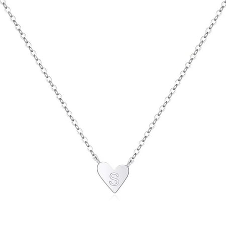 TINGN Gold Initial Heart Necklace 14K Real Gold Plated Dainty Tiny Small Letter Heart Necklace Initial Jewelry for Women
