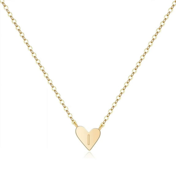 TINGN Gold Initial Heart Necklace 14K Real Gold Plated Dainty Tiny Small Letter Heart Toddler Necklace Baby Initial Jewelry for Little Girls Children
