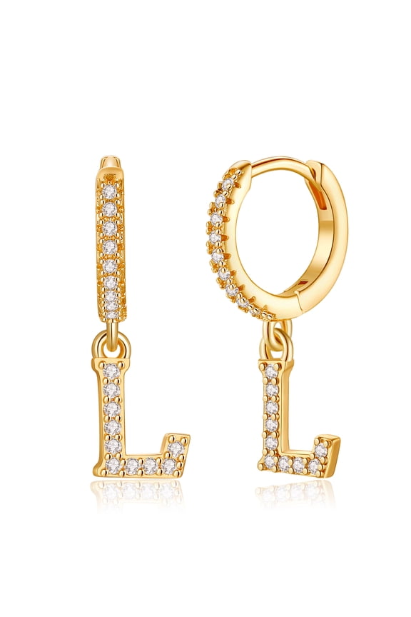 Gold Initial Hoop Earrings for , 14K Gold Plated Sterling Silver Post Hypoallergenic Earrings for Women