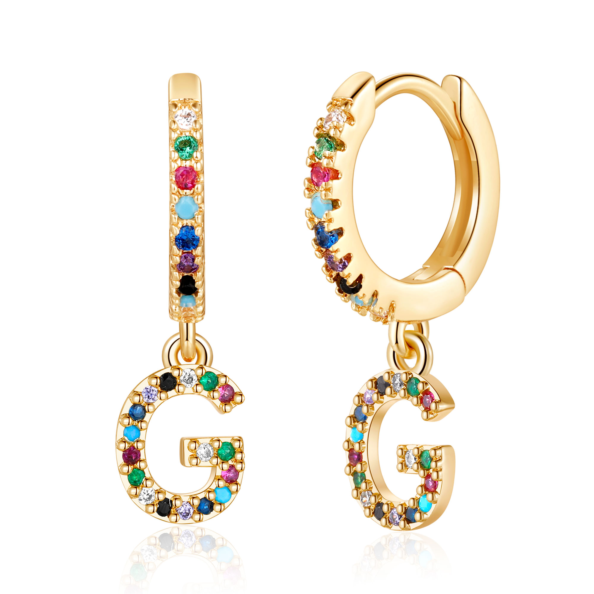 TINGN Gold Initial Hoop Earrings For Girls 14K Gold Plated S925 TINGN Gold Initial Hoop Earrings For Girls 14K Gold Plated S925