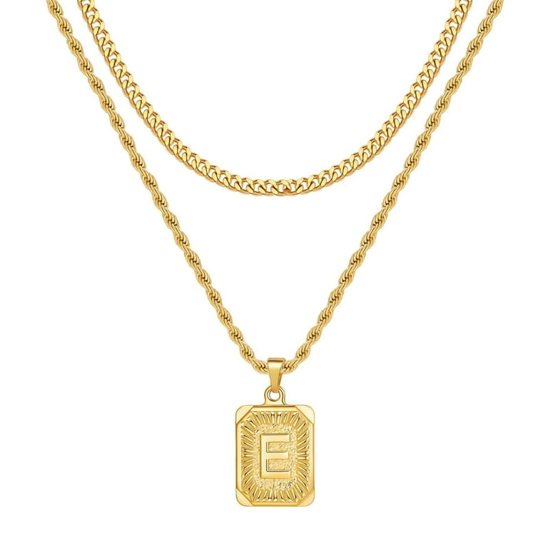 TINGN Gold Initial Necklace for Men Women 18K Gold Plated Layered
