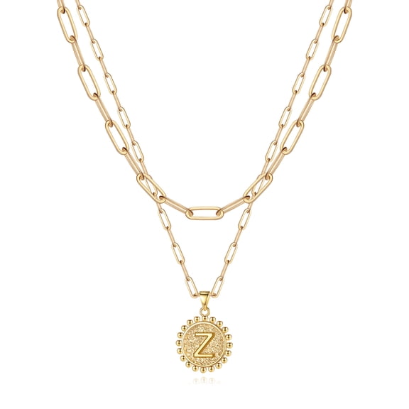 Tingn Gold Initial Necklaces for Women Layering Paperclip Link Coin Necklaces Gift for Women