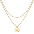 thumbnail image 1 of Turandoss Gold Initial Necklaces for Women 14K Gold Filled Double Side Engraved Hammered Gold Coin Jewelry Gifts for Women, 1 of 5