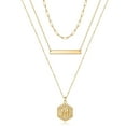 thumbnail image 1 of TINGN Gold Layered Initial Necklaces for Women 14K Gold Plated Bar Necklace Handmade Layering Hexagon Letter Pendant Beads Chain Necklace for Women Gold Jewelry Gifts, 1 of 8