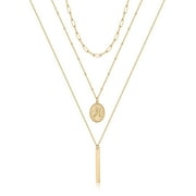 TINGN Gold Layered Initial Necklaces for Women 14K Gold Plated Paperclip Chain Necklace