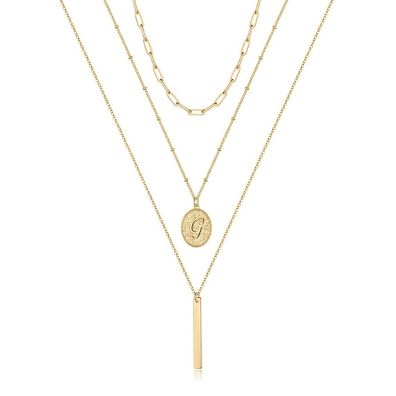 TINGN Gold Layered Initial Necklaces for Women 14K Gold Plated Paperclip Chain Necklace