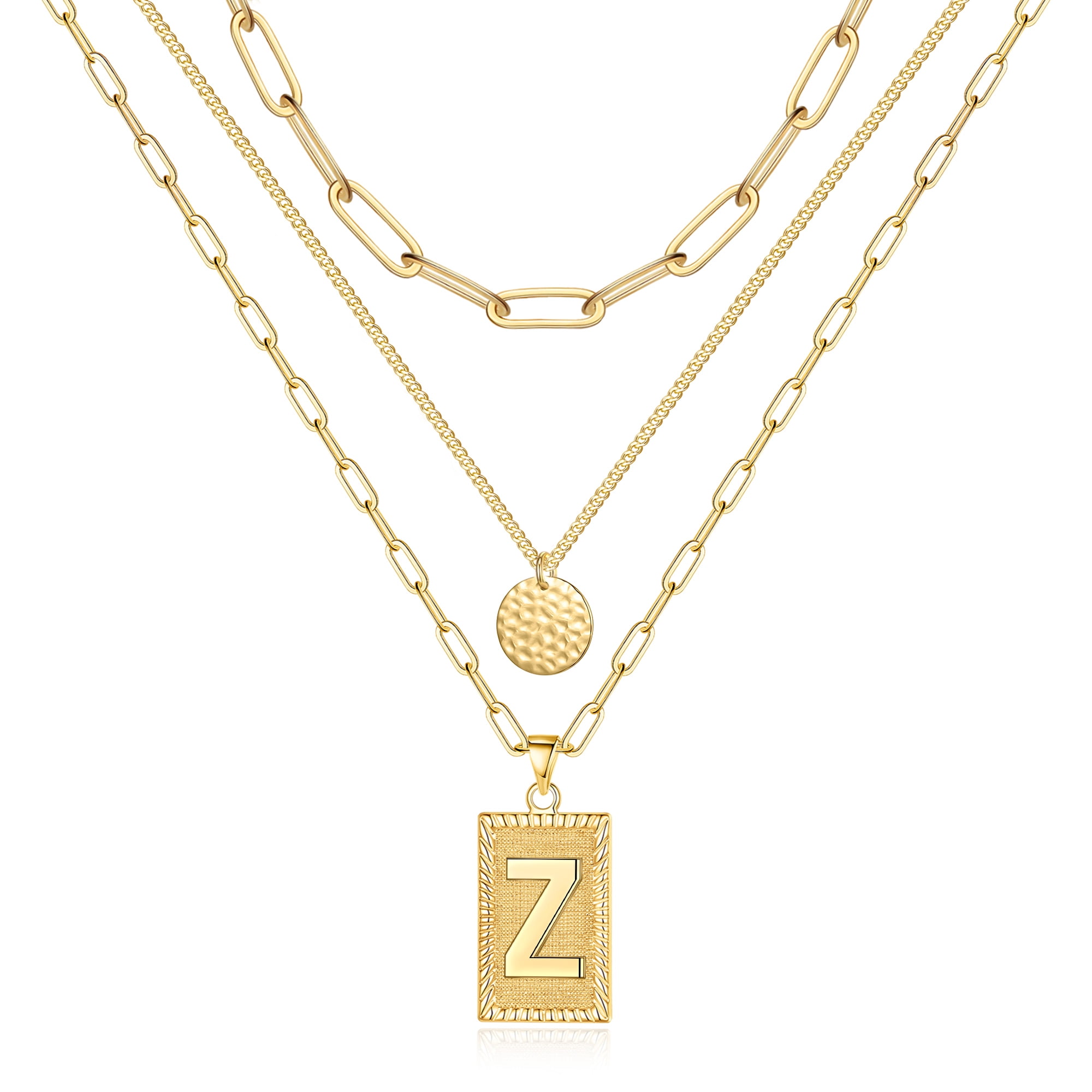 14k gold square initial pendant deals