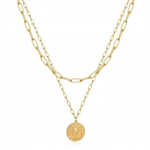 TINGN Gold Necklaces for Women Lock Evil Eye Medallion Vintage Coin Necklace Bee Sun Moon Chain Necklaces for Women Jewelry Gifts