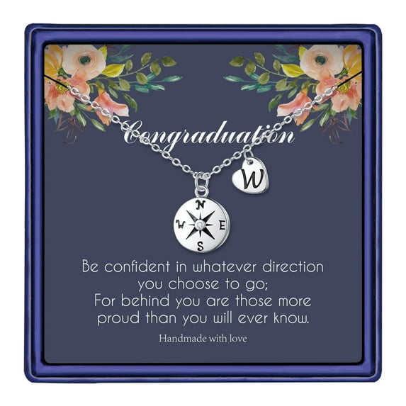 TINGN Graduation Gifts for Her 2024 Compass Necklace Graduation Gifts Disc Pendant Heart Pendant Initial Necklaces for Girls Graduation Necklaces College Graduation Gifts for Her