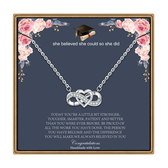 TINGN Graduation Gifts Necklace for Her 2024, Graduation Infinity Heart Necklace for Women College Graduation Gifts for Her 2024