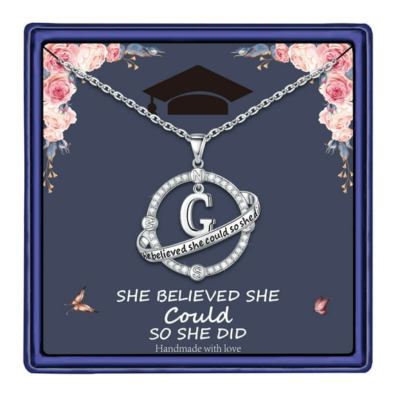 TINGN Graduation Gifts for Her 14k White Gold Pendant She Believed She Could So She Did Friendship Gifts