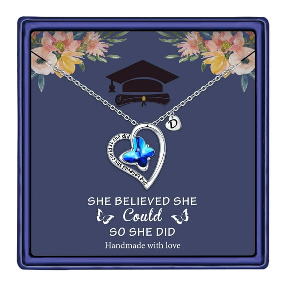 TINGN Graduation Gifts for Her 2024 14K White Gold Plated Heart Initial Pendant Necklace High School College Graduation Gifts for Her