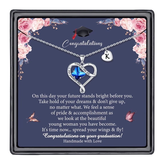 TINGN Graduation Gifts for Her 2024 14K White Gold Plated Heart Initial Pendant Necklace High School College Graduation Gifts for Her