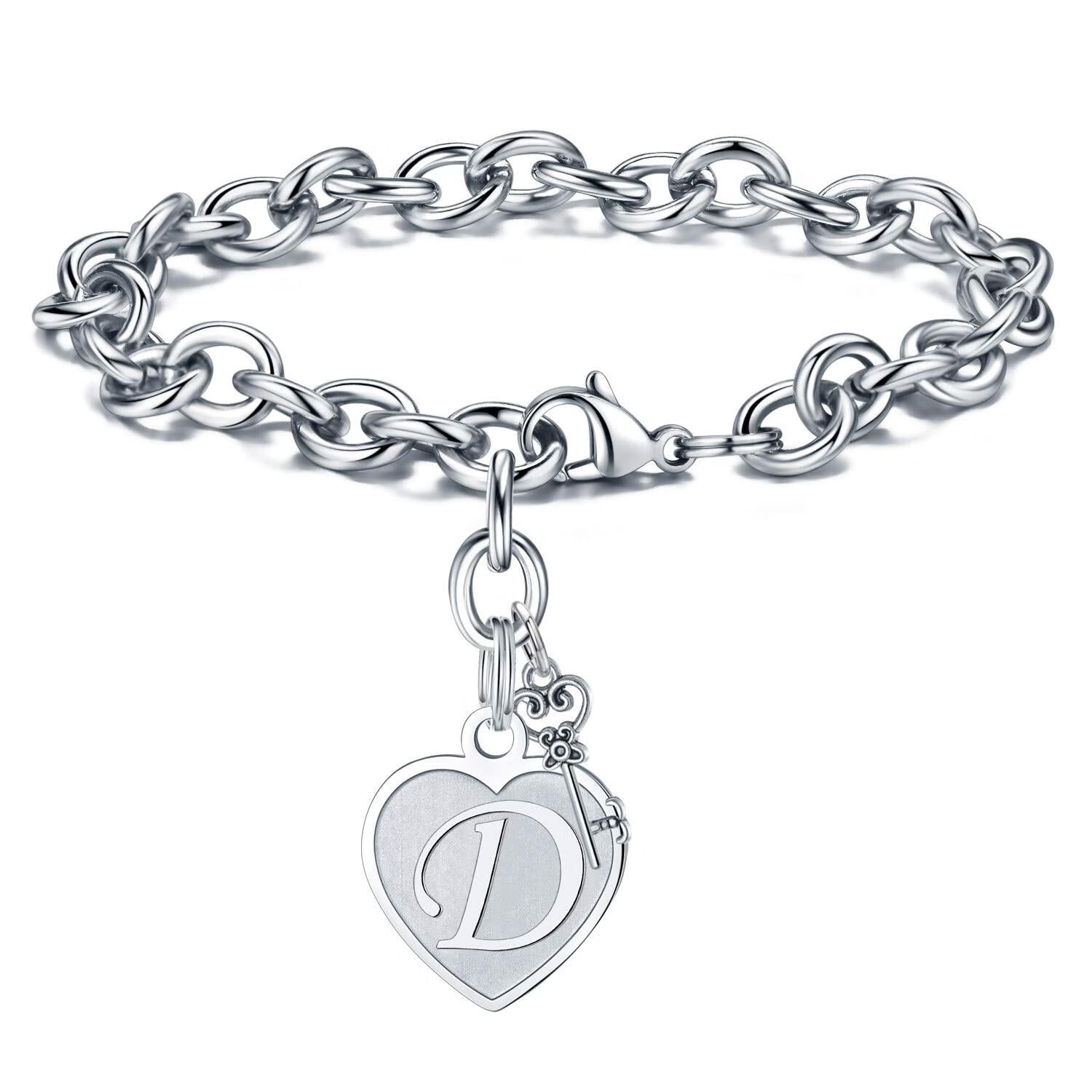 Personalized Initial Bracelet – Stainless Steel Engraved Coin Charm With Adjustable Nylon Cord – Minimalist Couple Gift For Women & Men