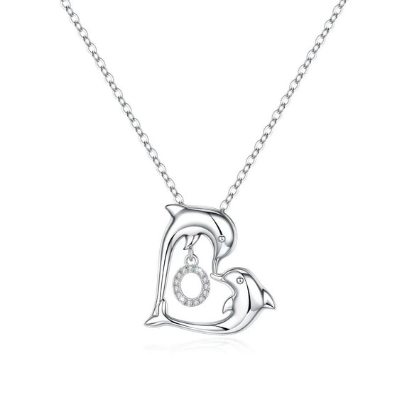 TINGN Heart Initial Necklace for Women Dolphin Necklace Heart Initial Necklace for Women Gifts