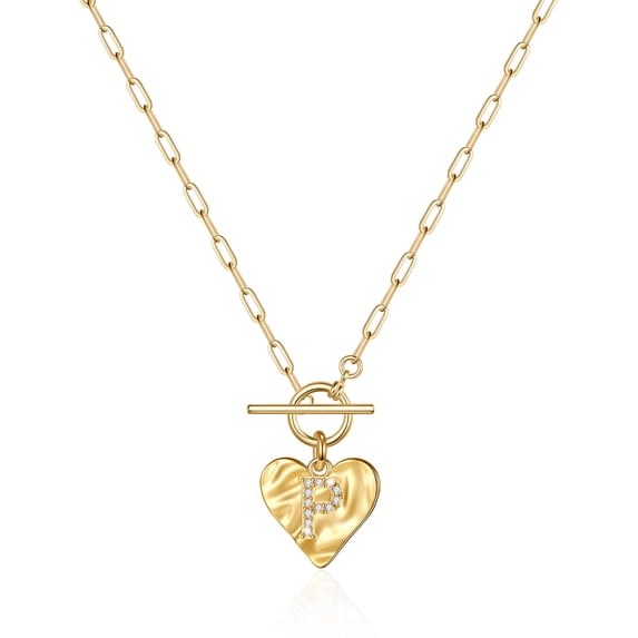 TINGN Heart Initial Necklaces for Women 14K Gold Plated CZ Heart Initial Necklaces
