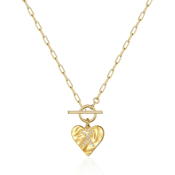 TINGN Heart Initial Necklaces for Women 14K Gold Plated CZ Heart Initial Necklaces