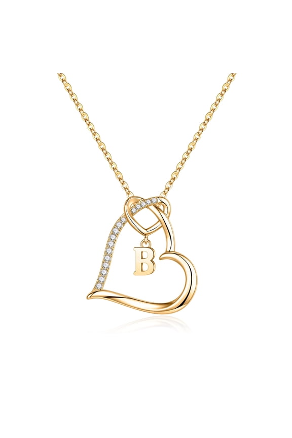 Heart Initial Necklaces for Women Dainty Heart Letter Pendant Necklace for Women