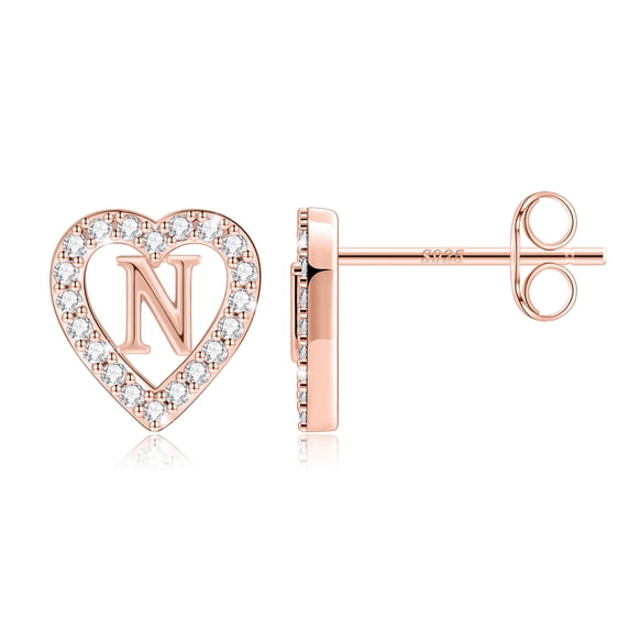 Turandoss Initial Stud Earrings Heart Monogram Earrings CZ Jewelry Birthday Gift Graduation Gifts for Women