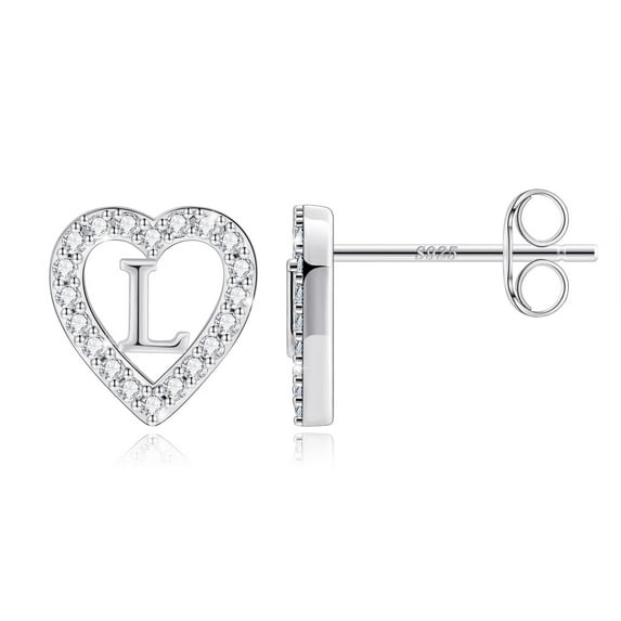 Turandoss Initial Stud Earrings Heart Monogram Earrings CZ Jewelry Birthday Gift Graduation Gifts for Women