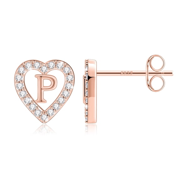 Turandoss Initial Stud Earrings Heart Monogram Earrings CZ Jewelry Birthday Gift Graduation Gifts for Women