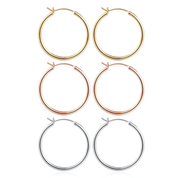 TINGN Hoop Earrings for Women 925 Sterling Silver Post Hoops Earrings Pack Set