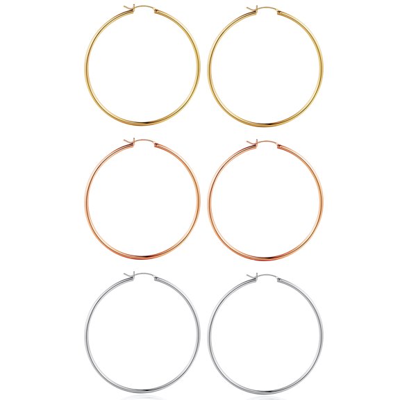 TINGN Hoop Earrings for Women 925 Sterling Silver Post Hoops Earrings Pack Set