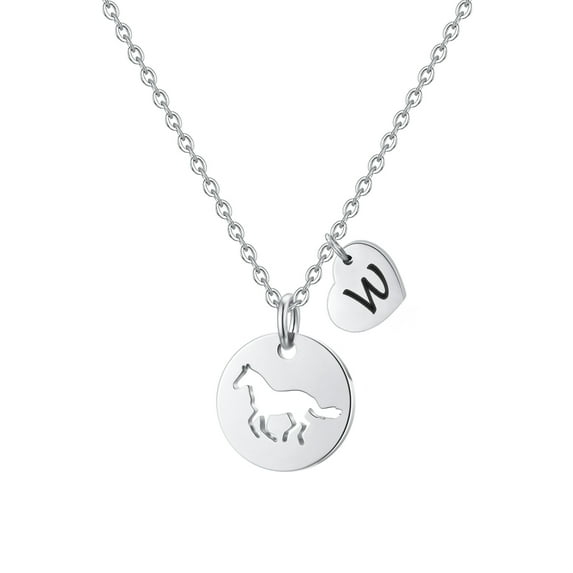 TINGN Horse Gifts for Women Stainless Steel Circle Hollow Horse Pendant Necklace
