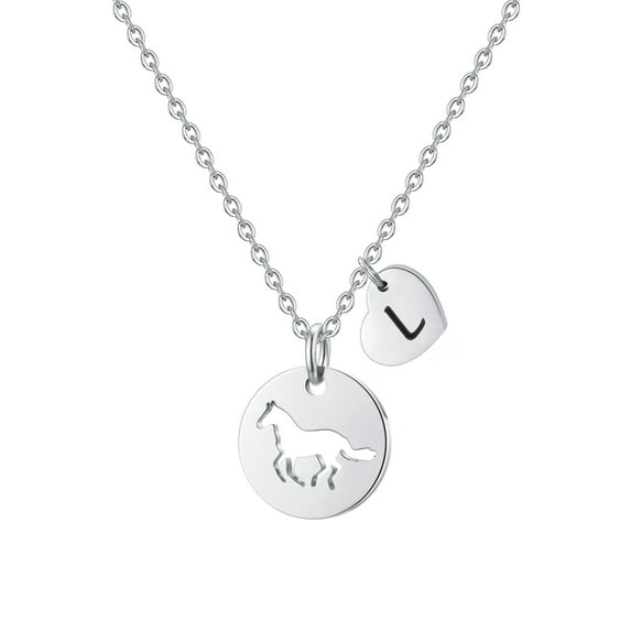 TINGN Horse Gifts for Women Stainless Steel Circle Hollow Horse Pendant Necklace