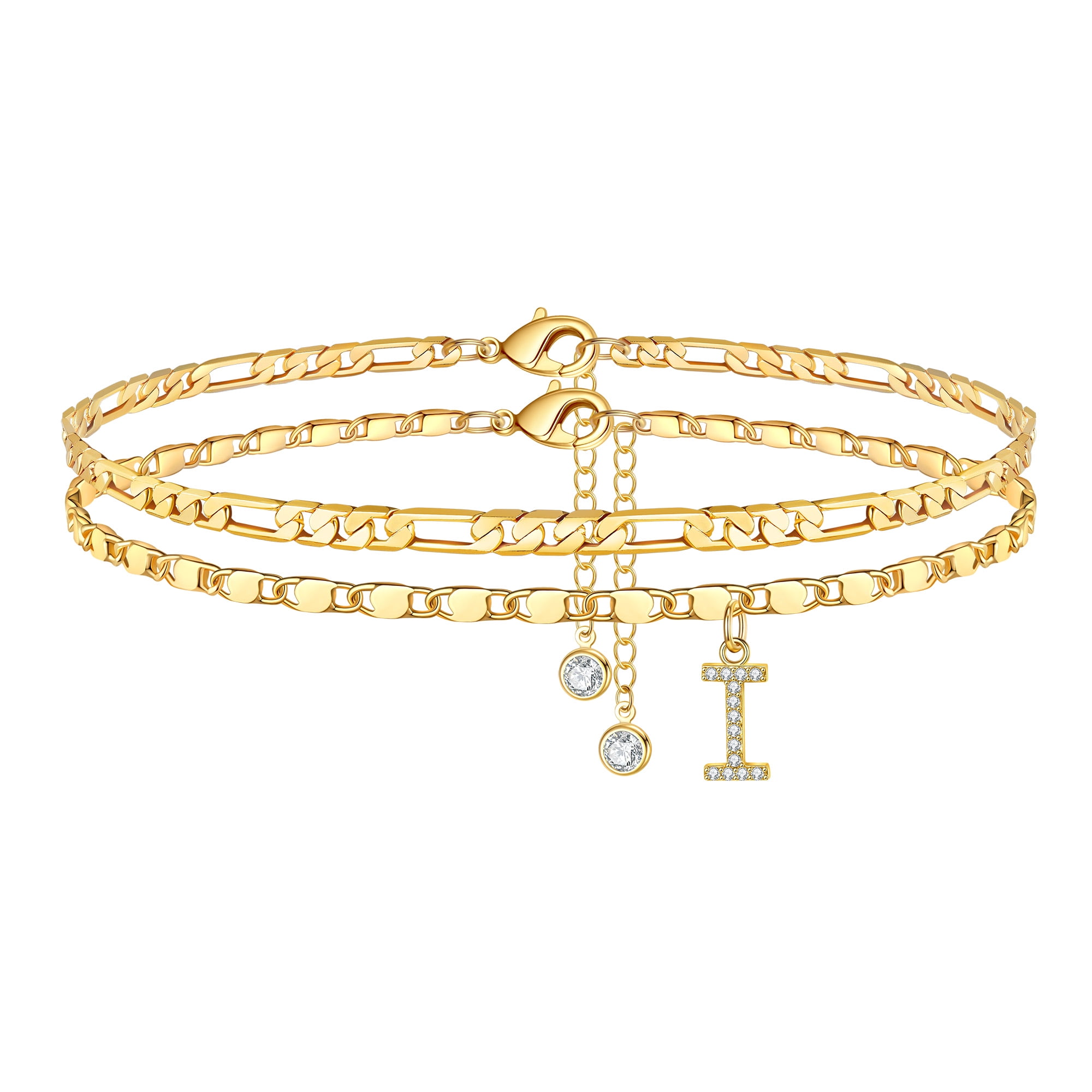 TINGN Layered Gold Ankle Bracelets for Women 14K Gold Plated Handmade  Paperclip Chain Layered Bar Anklet 