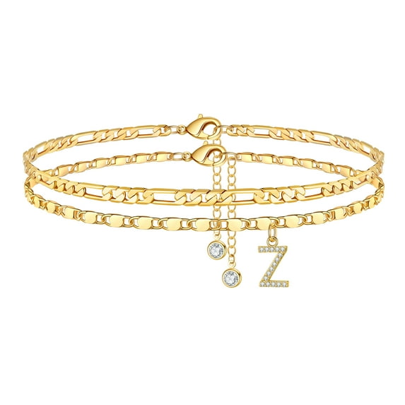 TINGN Initial Ankle Bracelets for Women 14K Gold Plated Ankle Bracelet with Initial
