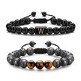 thumbnail image 1 of TINGN Initial Beaded Bracelets for Men 8mm Tiger Eye Lava Rock Stone Handmade Letter Anti Anxiety Bracelets for Men Women Jewelry Gifts, 1 of 7