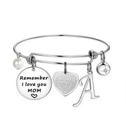 TINGN Initial Bracelets Mom Birthday Gifts from Daughters Remember I Love You MOM Charm Bracelets