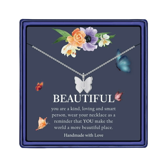 TINGN Initial Butterfly Necklace for Women Dainty Butterfly Pendant Choker Necklace Jewelry Gifts for Women