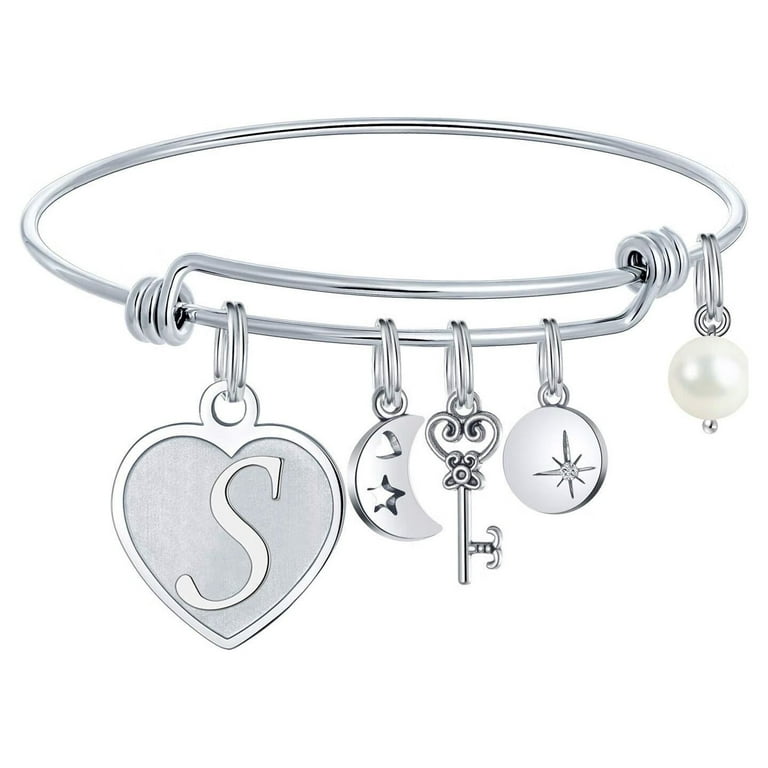 Engravable Heart Bracelet Charms in sterling silver-charms for bracelets