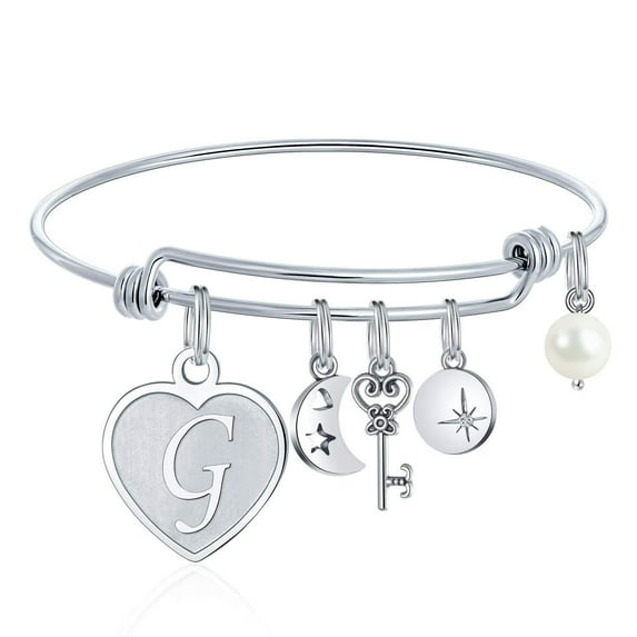 Turandoss Initial Charm Bracelets for Women Gifts Dainty Stainless Steel Bangle Letter A-Z Jewelry Birthday Christmas Gift for Women Her
