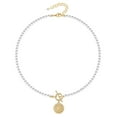 thumbnail image 1 of TINGN Initial Choker Pearl Necklace for Women 14K Gold Plated Handmade 4MM Simulated Pearl Necklace, 1 of 5