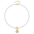thumbnail image 1 of TINGN Initial Choker Pearl Necklace for Women 14K Gold Plated Handmade 4MM Simulated Pearl Necklace, 1 of 5