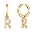 thumbnail image 1 of TINGN Initial Earrings for Girls Jewelry Small CZ S925 Sterling Silver Post Dangle Hoop Earrings, 1 of 5