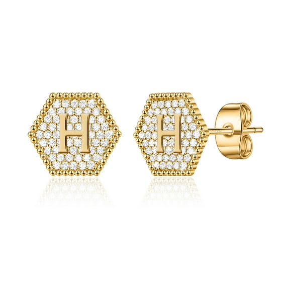 TINGN Initial Earrings for Women S925 Sterling Silver Post Gold Plated Letter Earrings