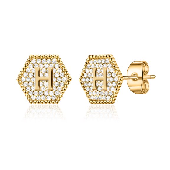 TINGN Initial Earrings for Women S925 Sterling Silver Post Gold Plated Letter Earrings
