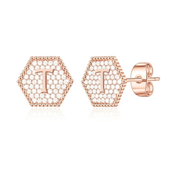 TINGN Initial Earrings for Women S925 Sterling Silver Post Gold Plated Letter Earrings