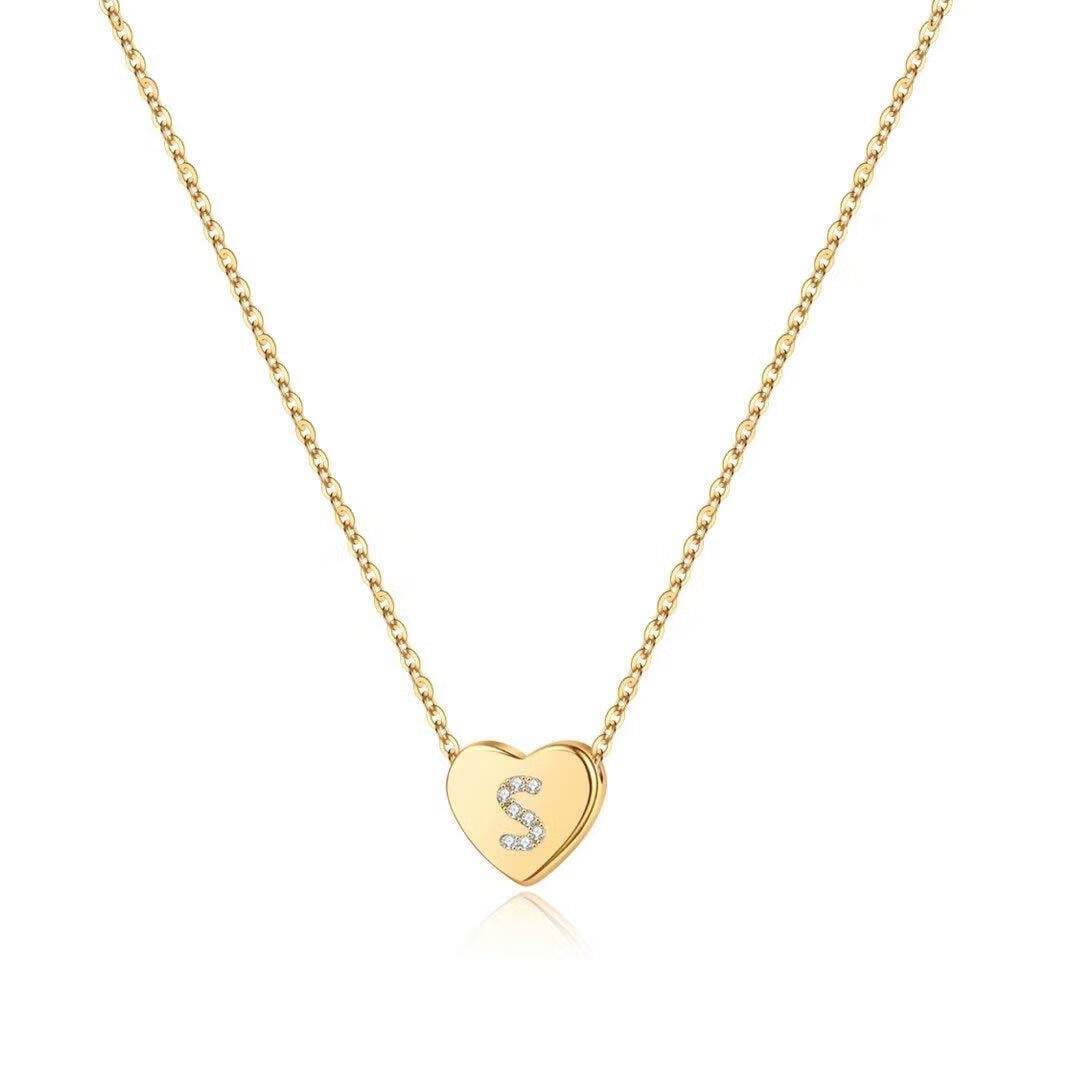 ☆TATIANA☆ Shine Heart Basic Necklace NZ1163 TINGN Initial Heart Necklace for Women Dainty Cubic Zirconia