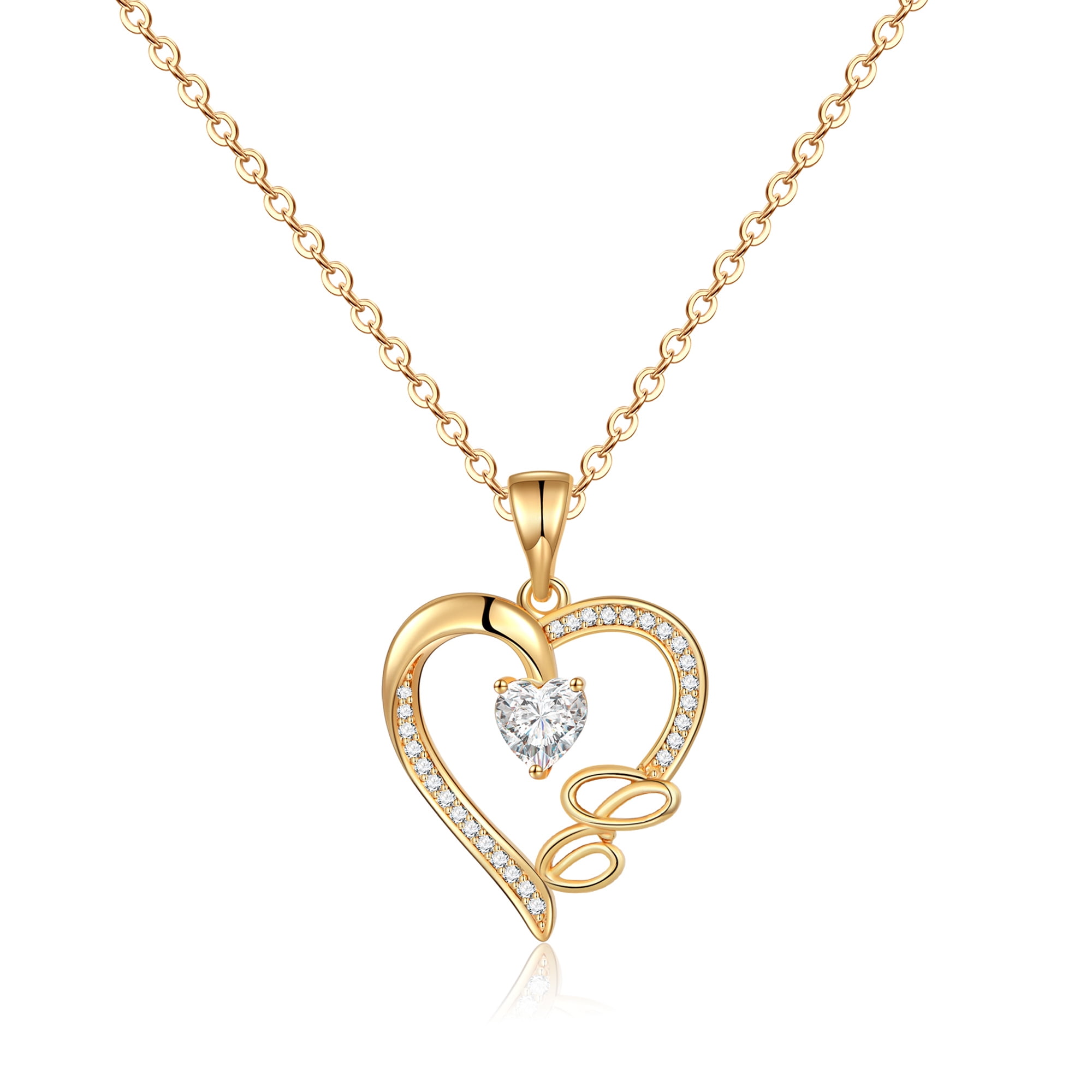 ☆TATIANA☆ Shine Heart Basic Necklace NZ1163 TINGN Initial Heart Necklace for Women Cubic Zirconia 14K