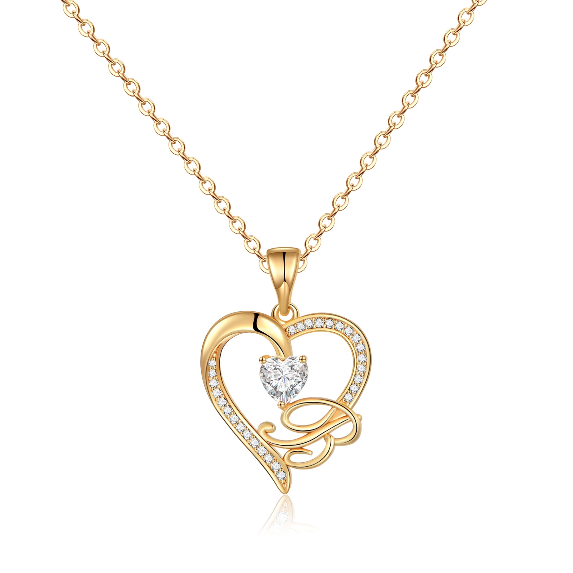 【TATIANA】Cubic Dot Heart Necklace★送料無料 TINGN-Initial-Heart-Necklace-