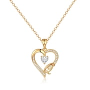 TINGN Initial Heart Necklace for Women Cubic Zirconia 14K Gold Plated Initial Heart Pendant Necklace