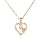 TINGN Initial Heart Necklace for Women Cubic Zirconia 14K Gold Plated Initial Heart Pendant Necklace